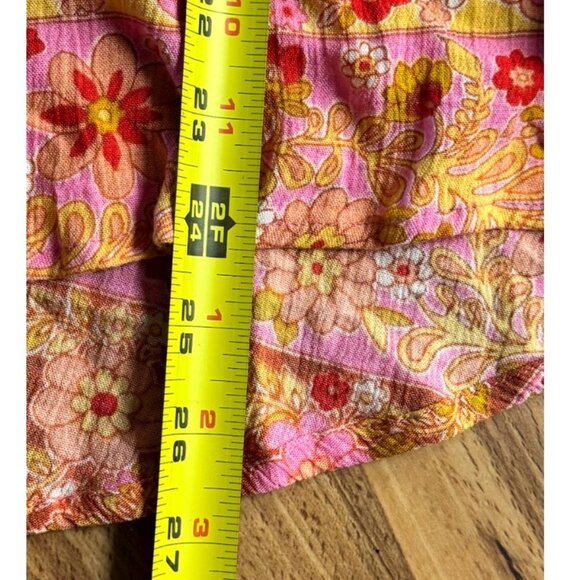 Billabong Womens Colorful Long Sleeve Button Down Floral Blouse Boho Peasant MED - Picture 9 of 10